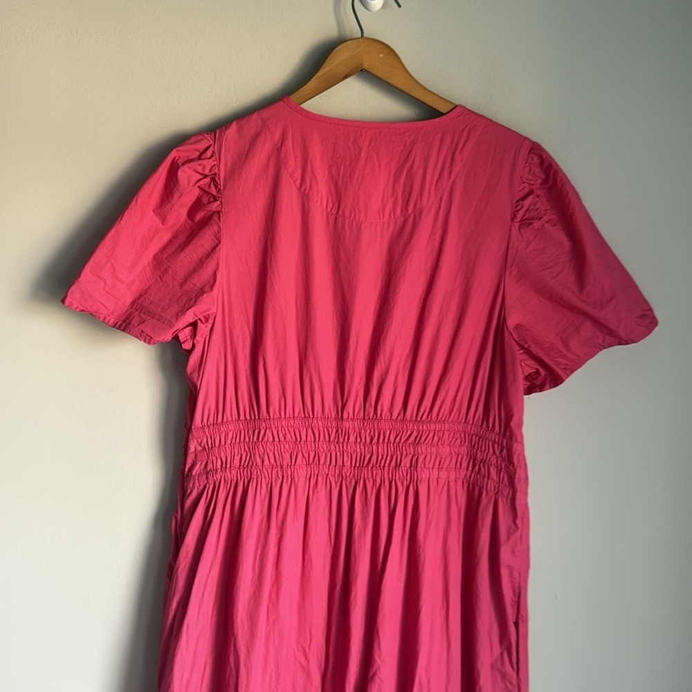 Quince Hot Pink Short-Sleeve Tiered Maxi Dress - Picture 9 of 13